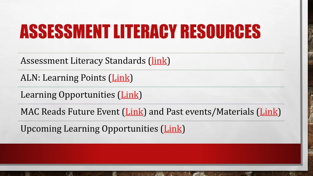 assessment literacy resources