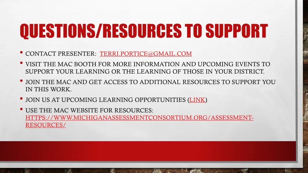 questions resources to support