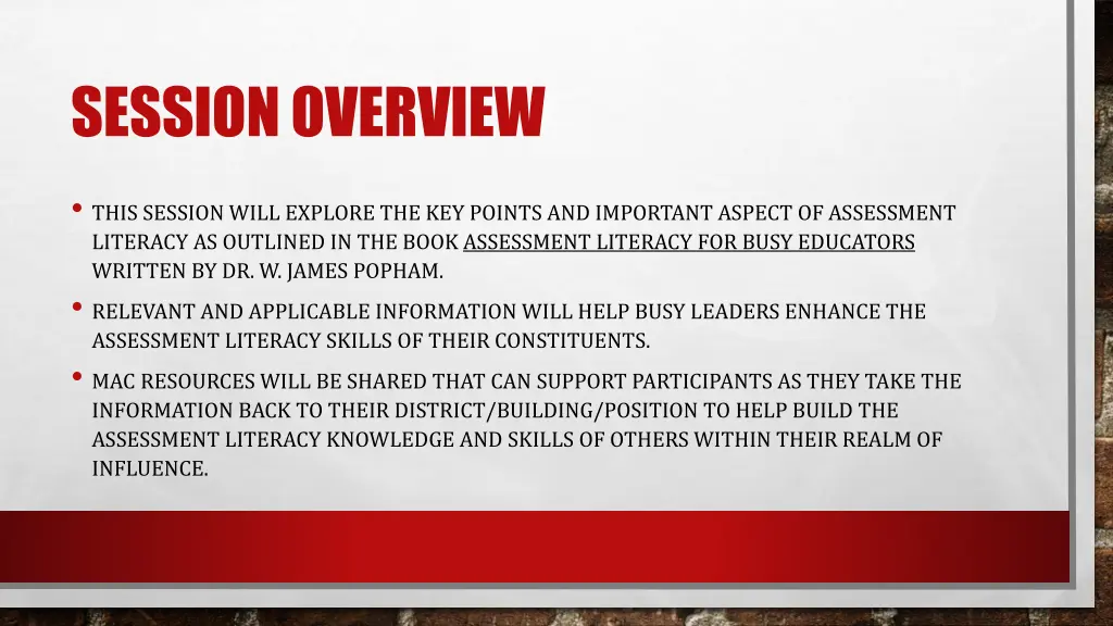 session overview