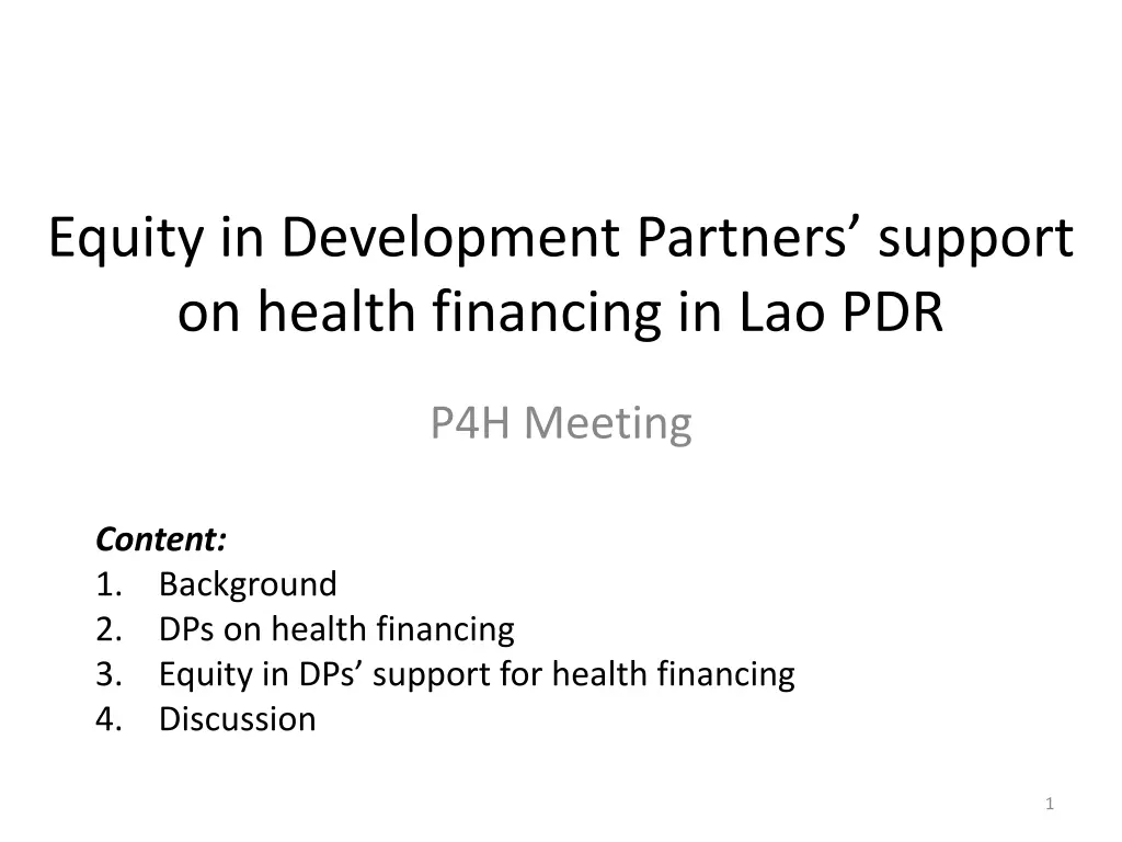 equity in development partners support on health