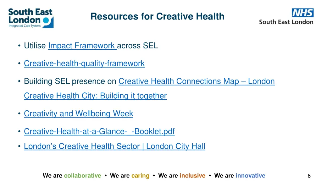 resources for creative health