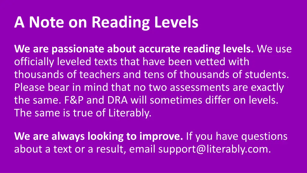 a note on reading levels