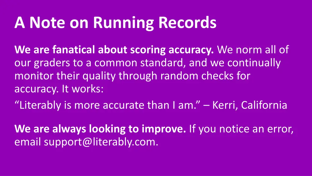 a note on running records