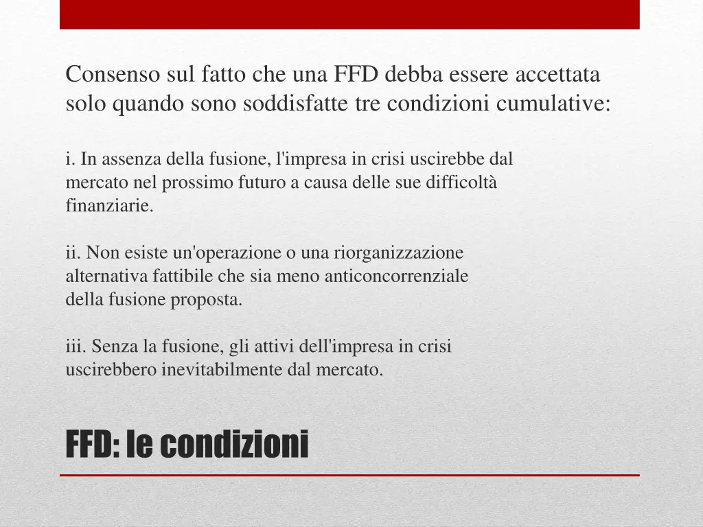 consenso sul fatto che una ffd debba essere