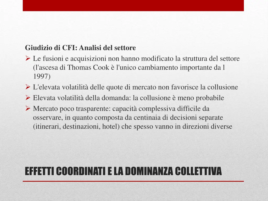 giudizio di cfi analisi del settore le fusioni