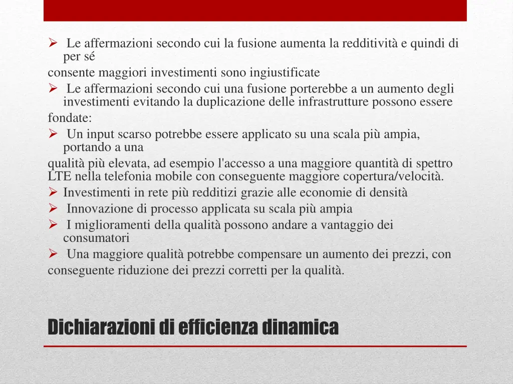 le affermazioni secondo cui la fusione aumenta