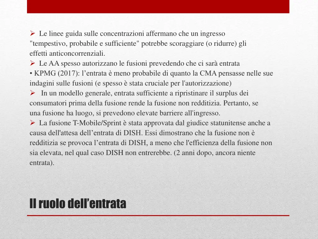 le linee guida sulle concentrazioni affermano