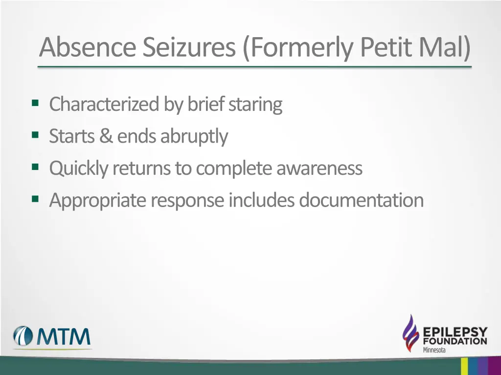 absence seizures formerly petit mal