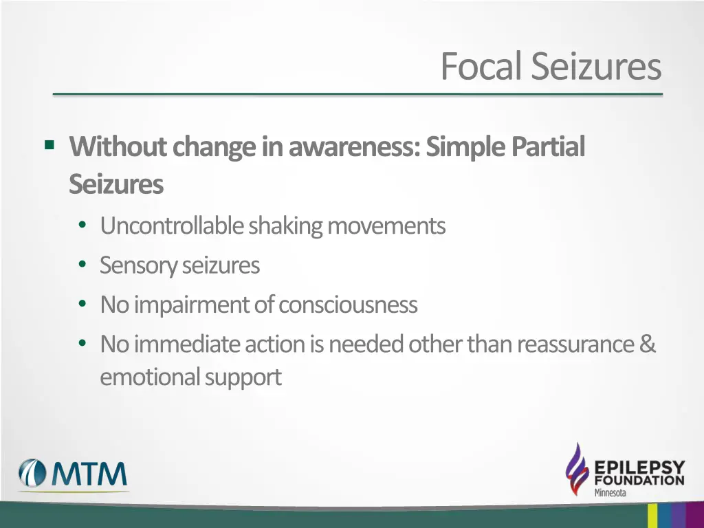 focal seizures