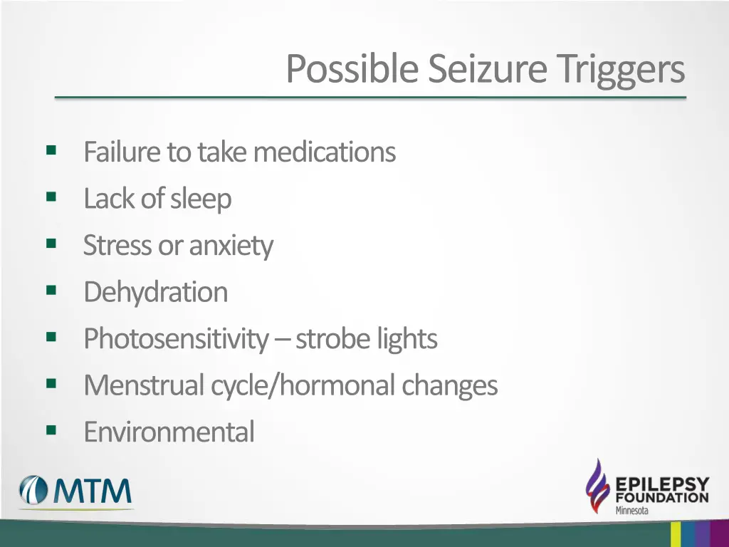 possible seizure triggers