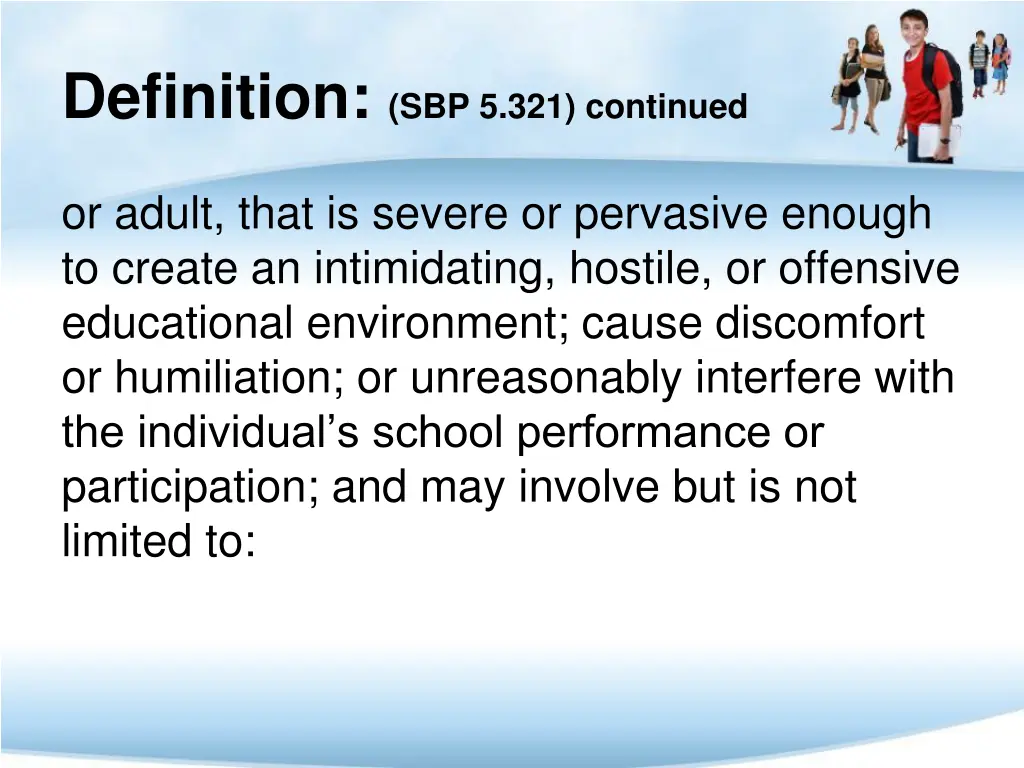 definition sbp 5 321 continued