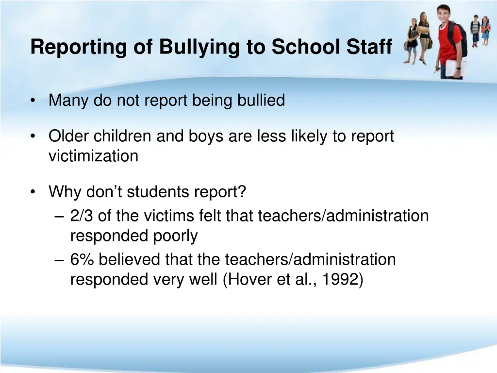 reporting of bullying to school staff