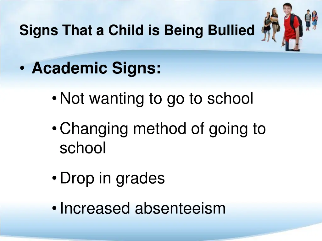 signs that a child is being bullied 1