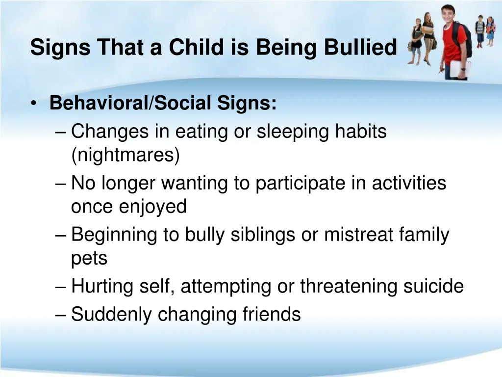 signs that a child is being bullied