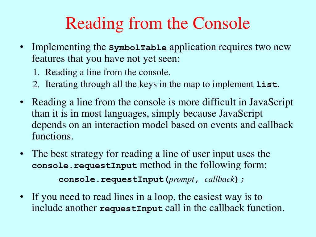 reading from the console