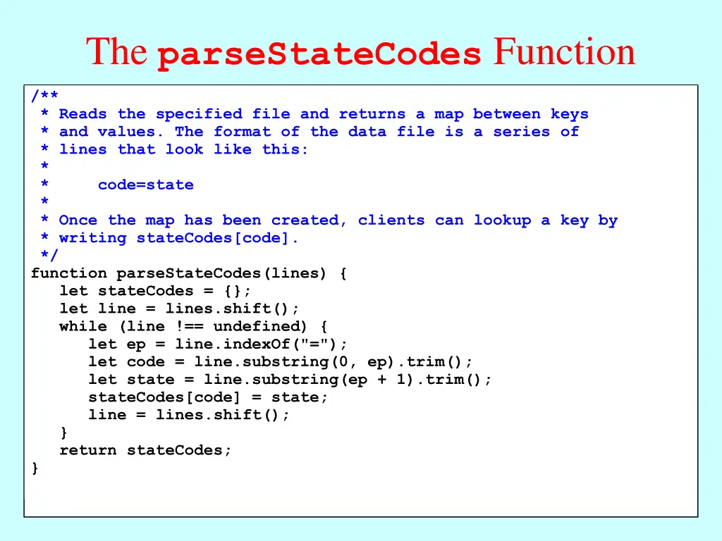 the parsestatecodes function