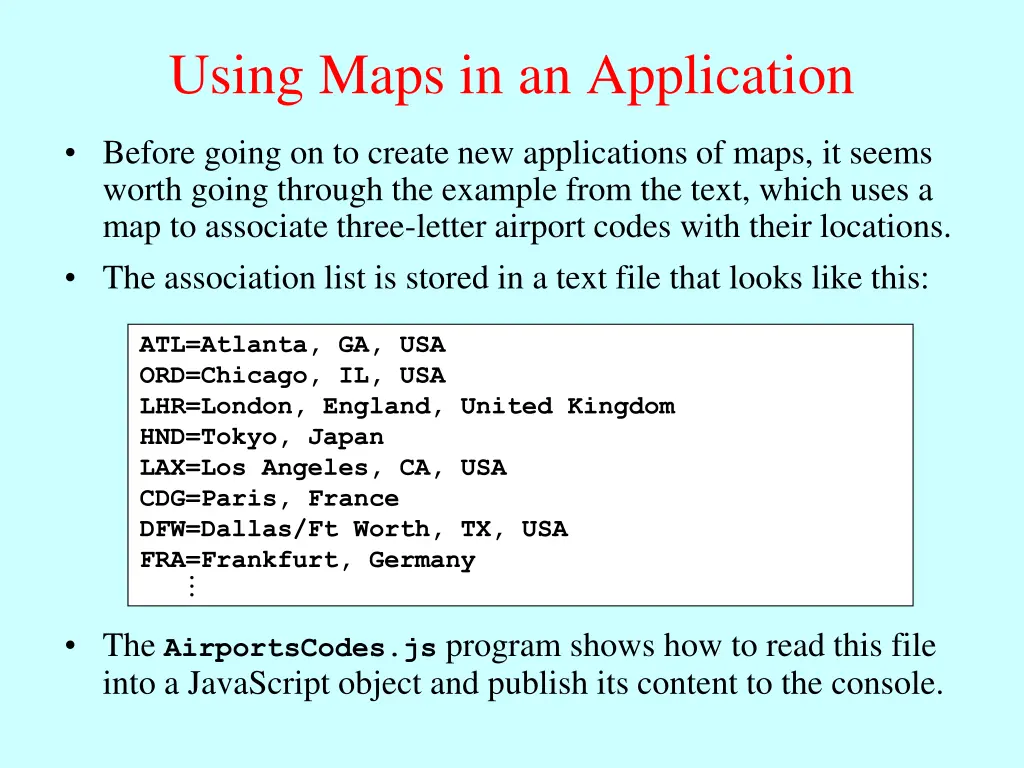 using maps in an application