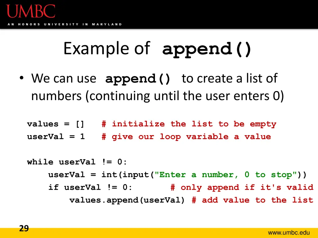 example of append