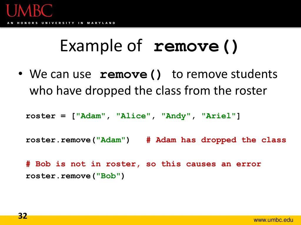 example of remove