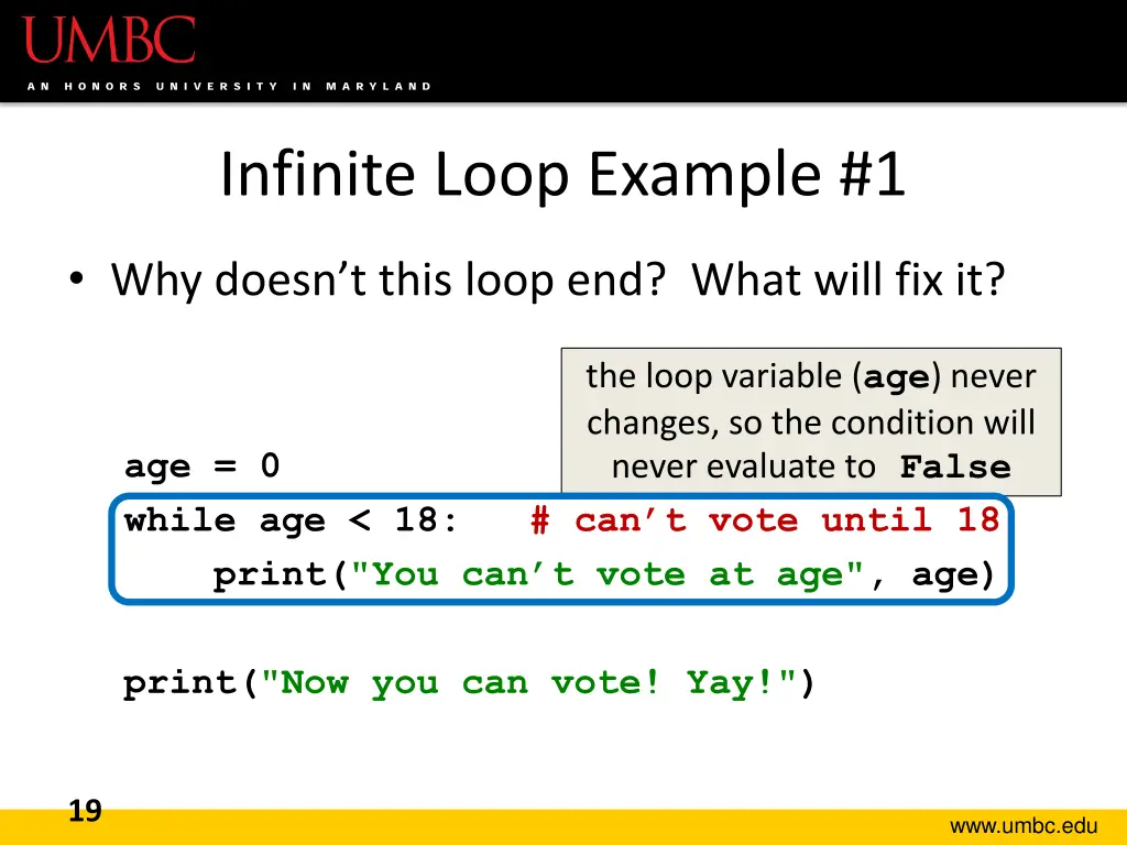 infinite loop example 1 1
