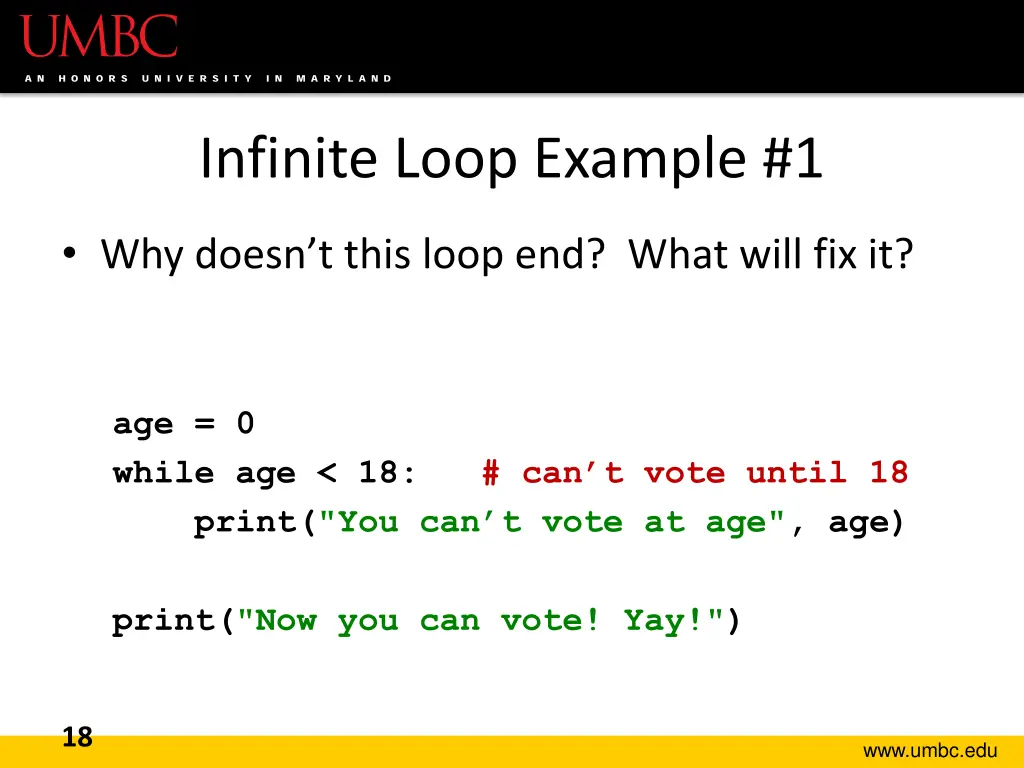 infinite loop example 1
