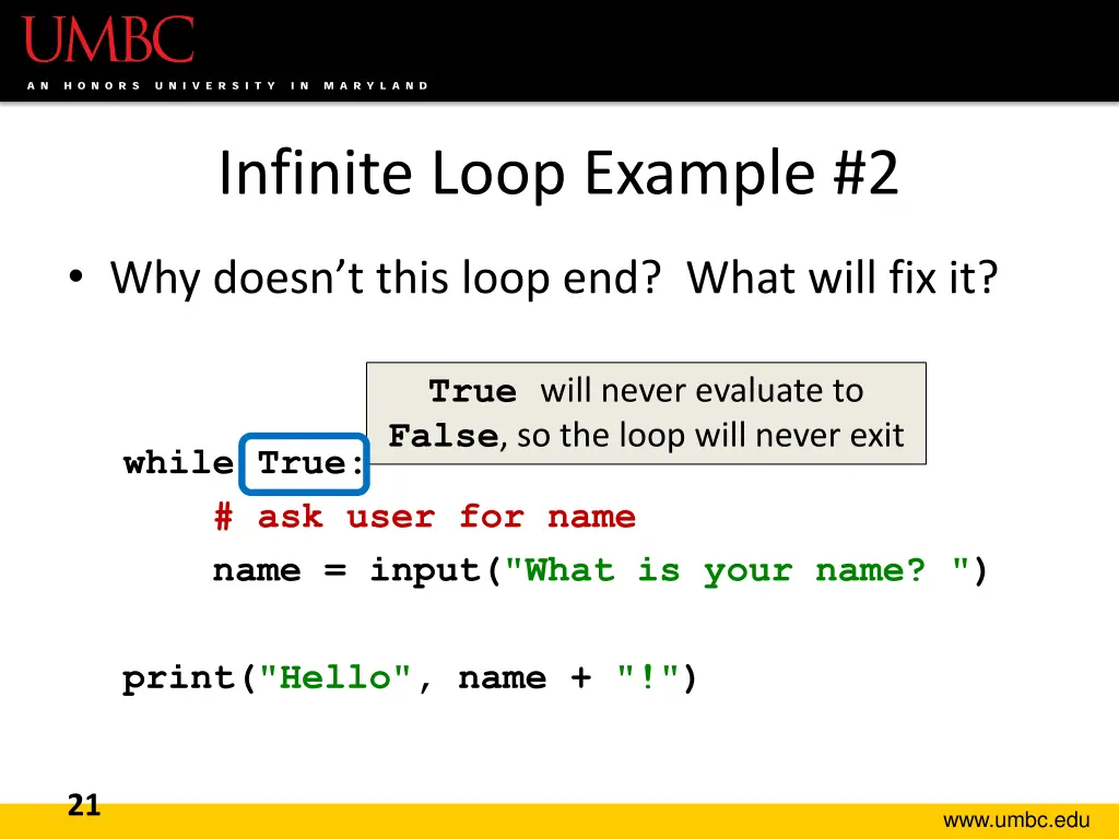 infinite loop example 2 1
