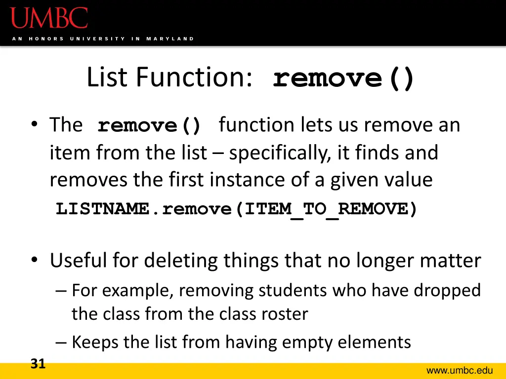 list function remove