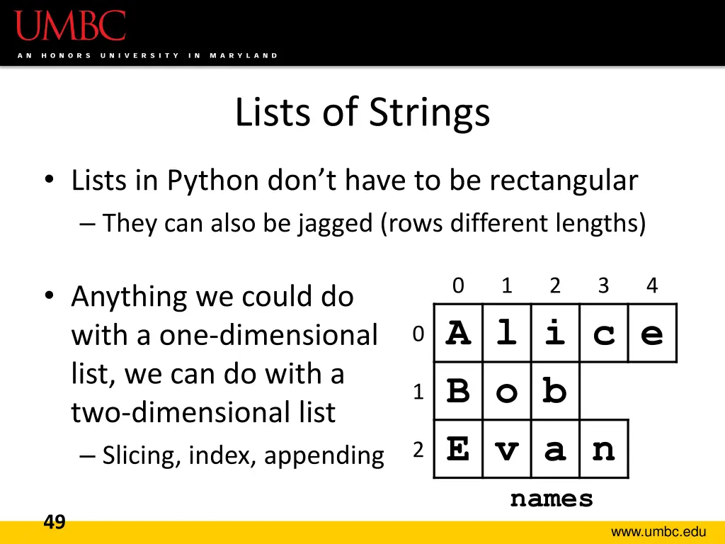 lists of strings 1