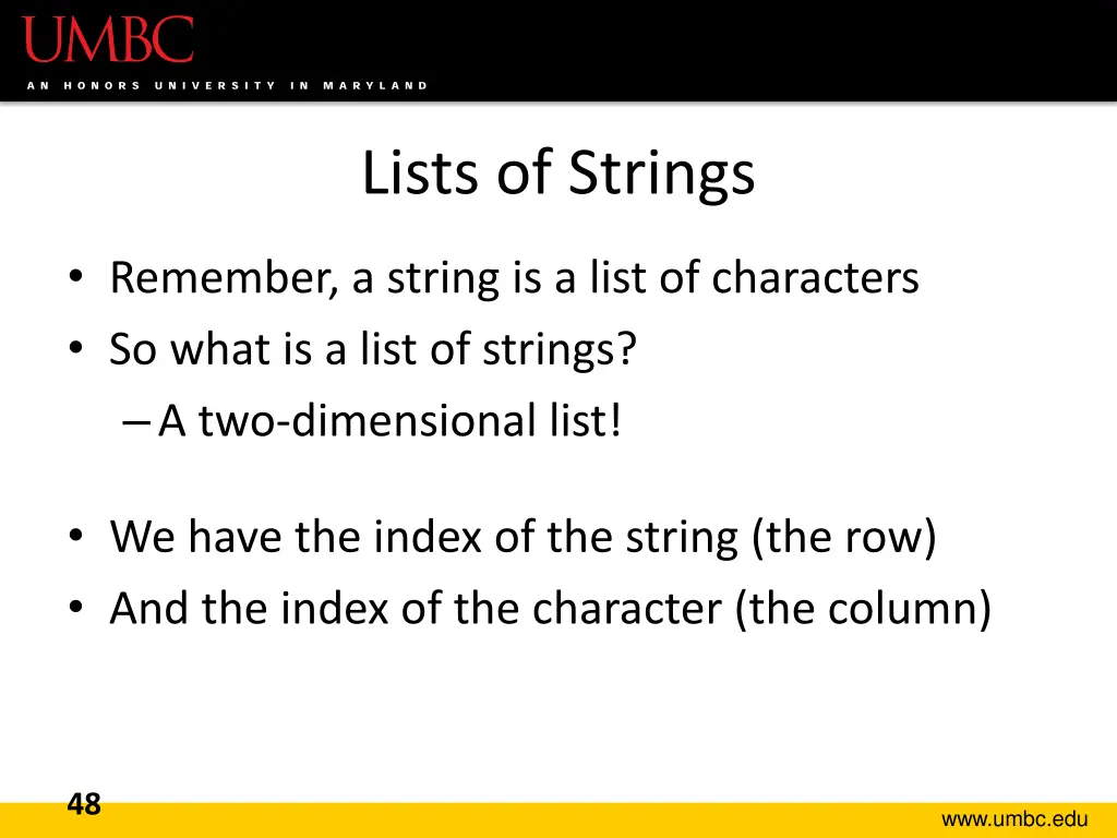 lists of strings