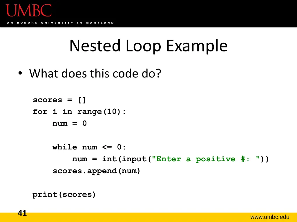 nested loop example
