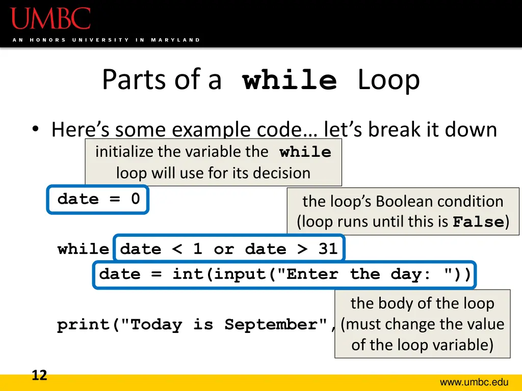 parts of a while loop 1