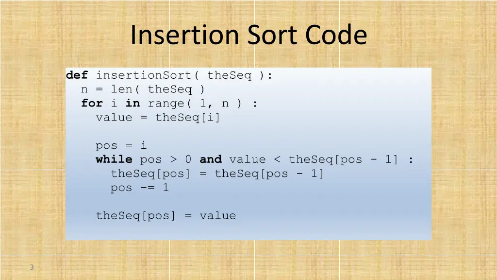 insertion sort code