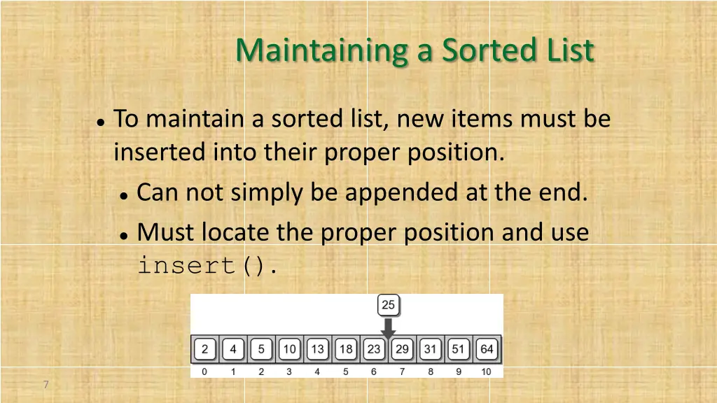 maintaining a sorted list