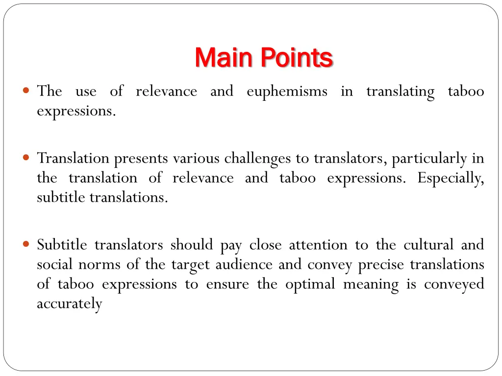 main points main points