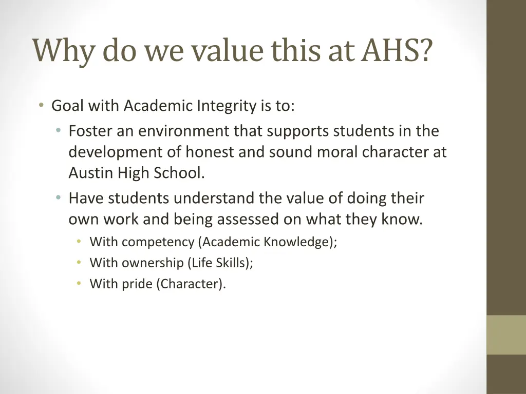why do we value this at ahs