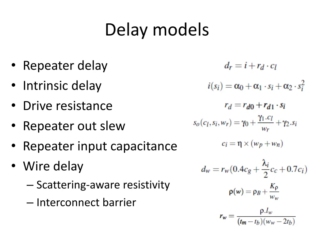 delay models