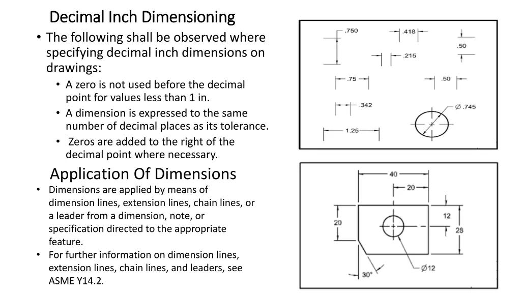 decimal inch dimensioning decimal inch