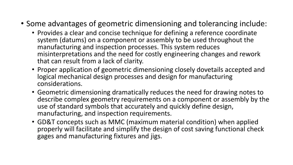 some advantages of geometric dimensioning