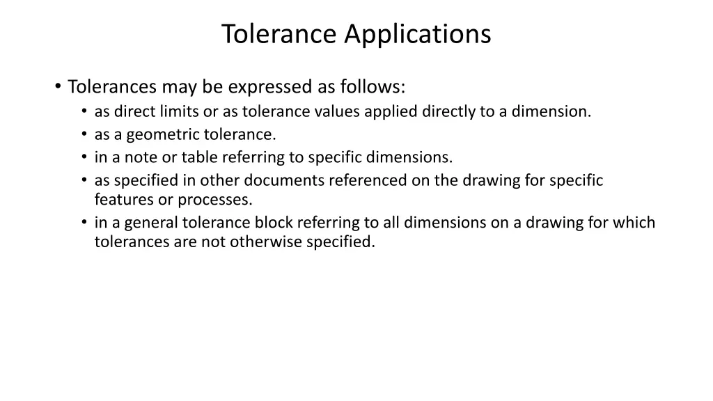 tolerance applications