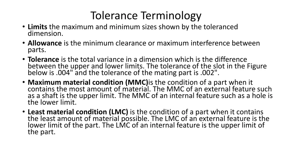 tolerance terminology