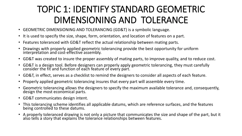 topic 1 identify standard geometric topic