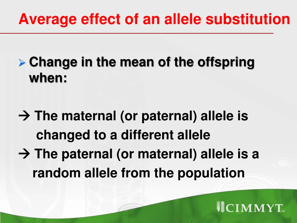 average effect of an allele substitution 2