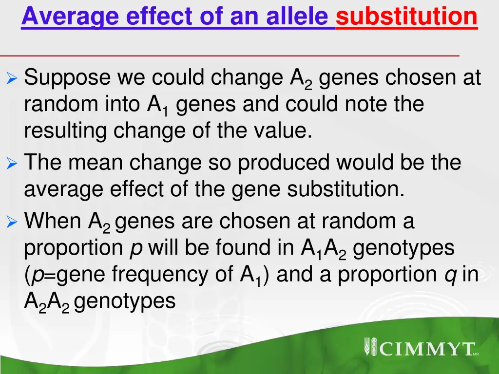 average effect of an allele substitution