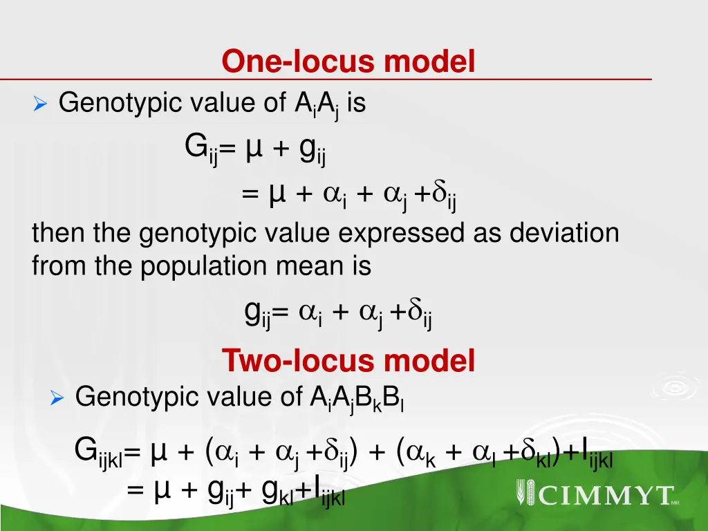 one locus model