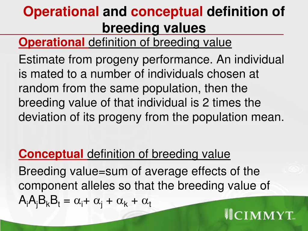 operational and conceptual definition of breeding