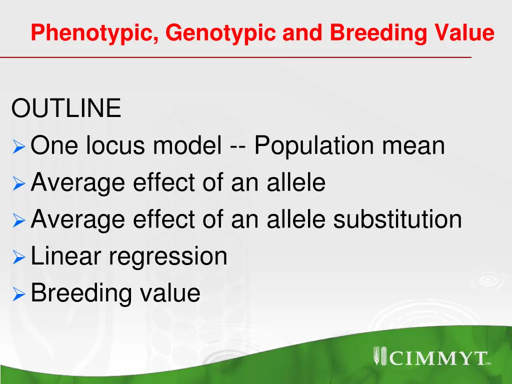 phenotypic genotypic and breeding value
