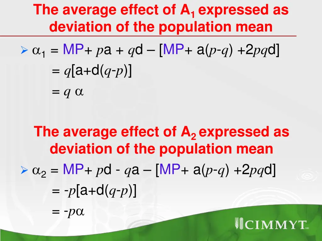 the average effect of a 1 expressed as deviation