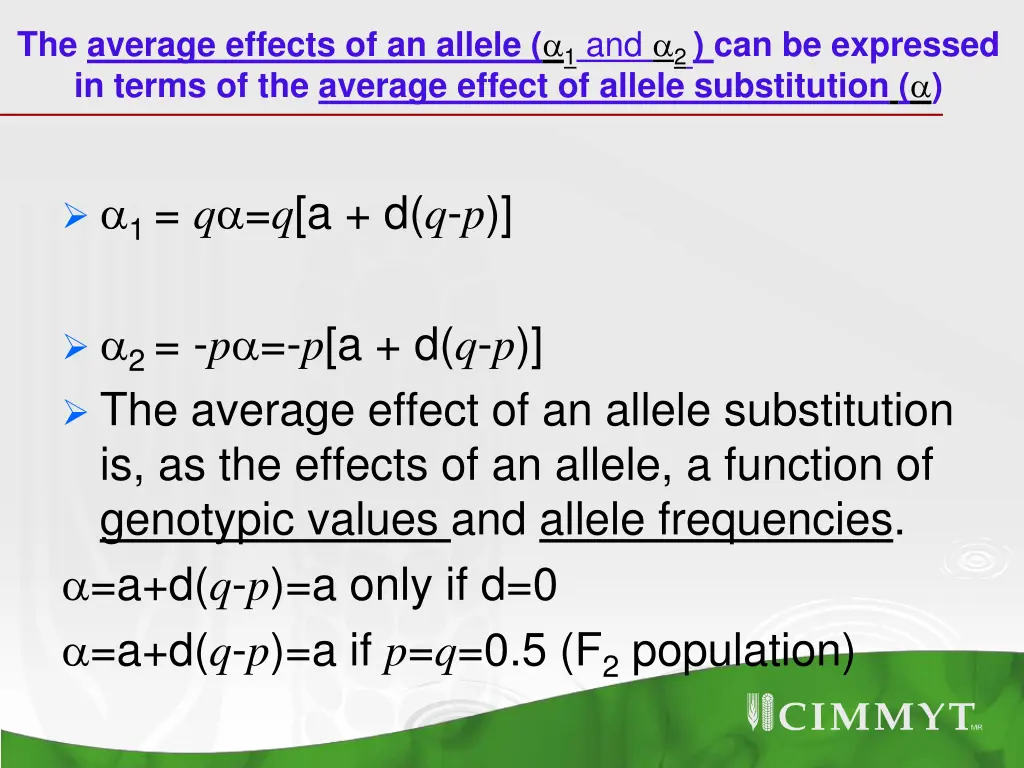 the average effects of an allele