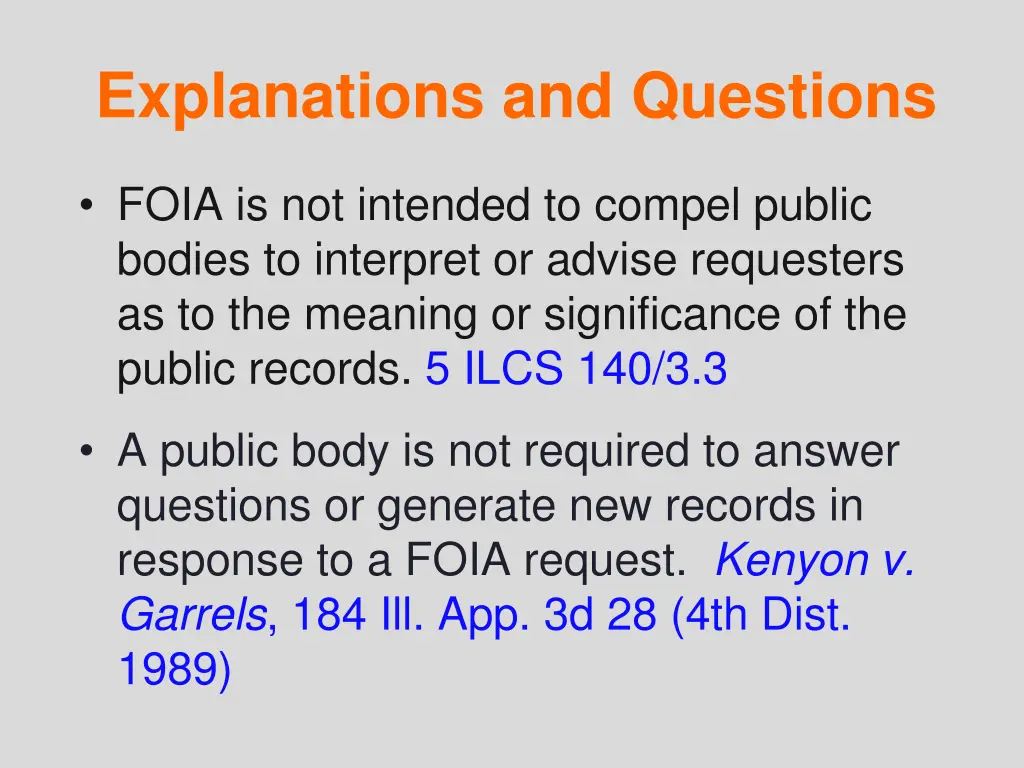 explanations and questions