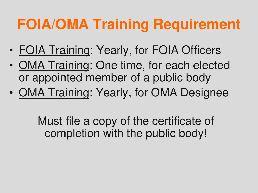 foia oma training requirement